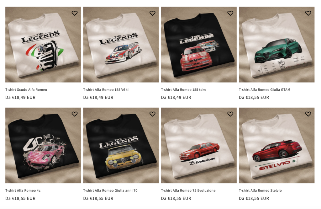 t-shirt personalizzate alfa romeo